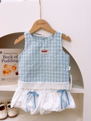 y1839 - Plaid Vest Bloomer Short Set Preorder 预购 - 图片 2