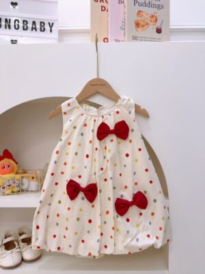 y1821 - Ribbon Polka Dot Bloomer Dress - 图片 2