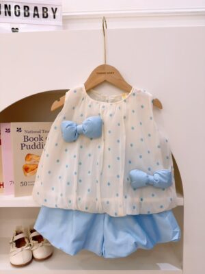y1824 - Blue Ribbon Sleeveless Bloomer Short Set - 图片 2