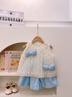y1824 - Blue Ribbon Sleeveless Bloomer Short Set - 图片 3