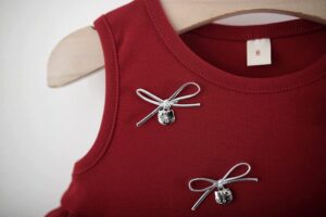 y1809 - Silver Ribbon Red Tiered Dress - 图片 10