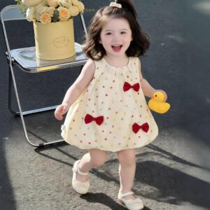 y1821 - Ribbon Polka Dot Bloomer Dress - 图片 5