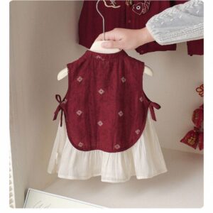 y1811 - CNY Chinese Style Wine Red Dress - 图片 6