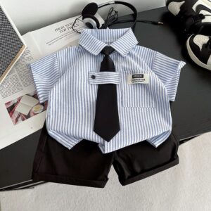 y1814 - Casual Stripe Shirt Set