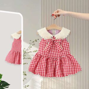 y1808 - Red Plaid Ribbon Dress - 图片 4
