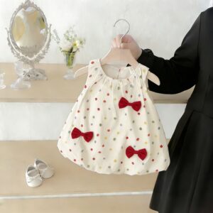 y1821 - Ribbon Polka Dot Bloomer Dress - 图片 3