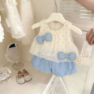 y1824 - Blue Ribbon Sleeveless Bloomer Short Set - 图片 6