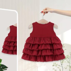 y1809 - Silver Ribbon Red Tiered Dress - 图片 9