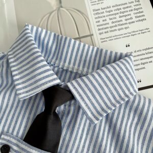 y1814 - Casual Stripe Shirt Set - 图片 4