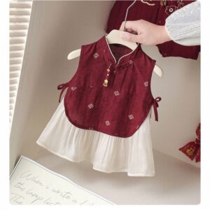 y1811 - CNY Chinese Style Wine Red Dress - 图片 5