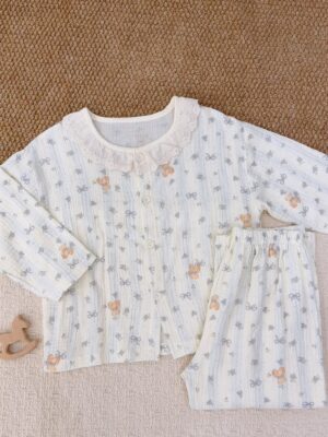 y1789 - Cotton Muslin Gauze Button Pajamas Sleepwear - 图片 19