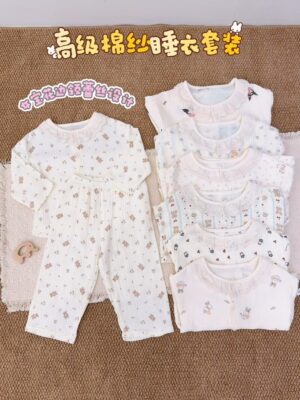 y1789 - Cotton Muslin Gauze Button Pajamas Sleepwear - 图片 2