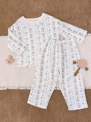 y1789 - Cotton Muslin Gauze Button Pajamas Sleepwear - 图片 5