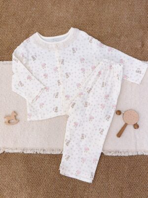 y1789 - Cotton Muslin Gauze Button Pajamas Sleepwear - 图片 9