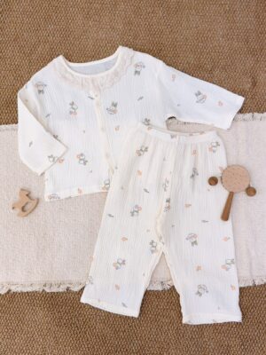 y1789 - Cotton Muslin Gauze Button Pajamas Sleepwear - 图片 10