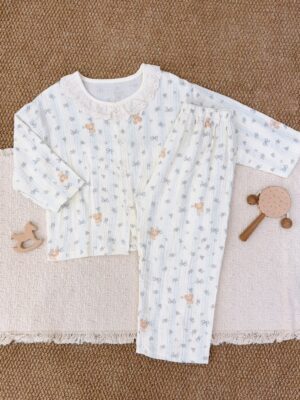 y1789 - Cotton Muslin Gauze Button Pajamas Sleepwear - 图片 15